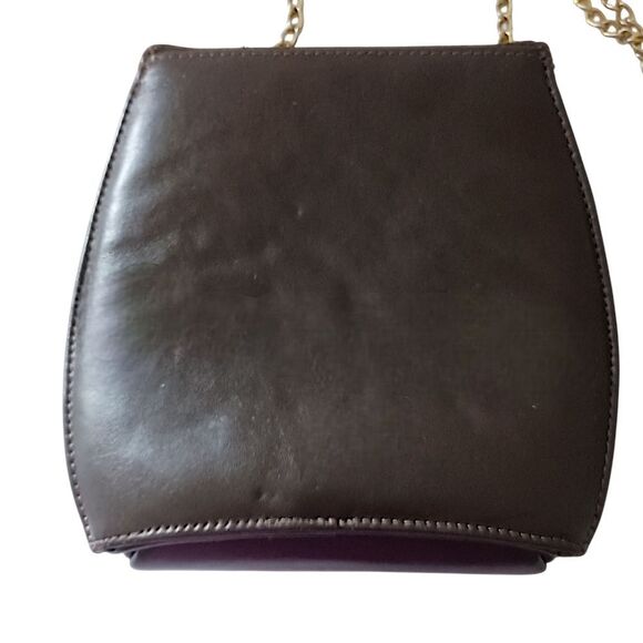 Vtg 80s Leather Crossbody Bag Chain Strap Brown Suede Clasp Lock Karam USA‎ Made - Picture 8 of 16